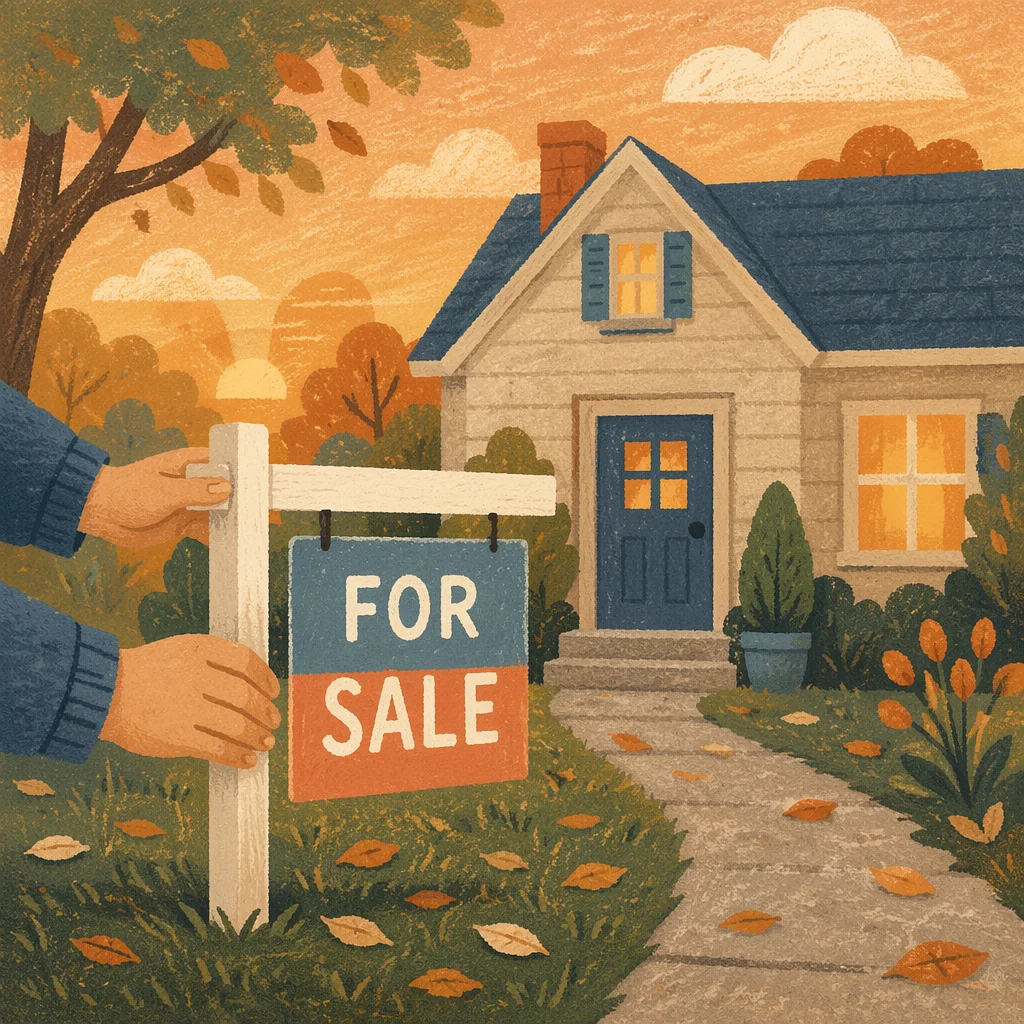 Hopeful Home Sale Sign at Golden Hour