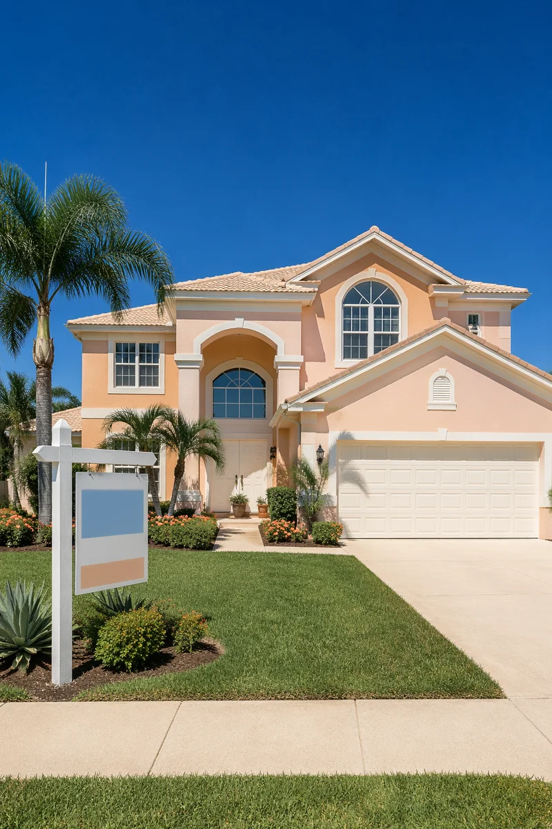 Suburban House For Sale Sign Exterior