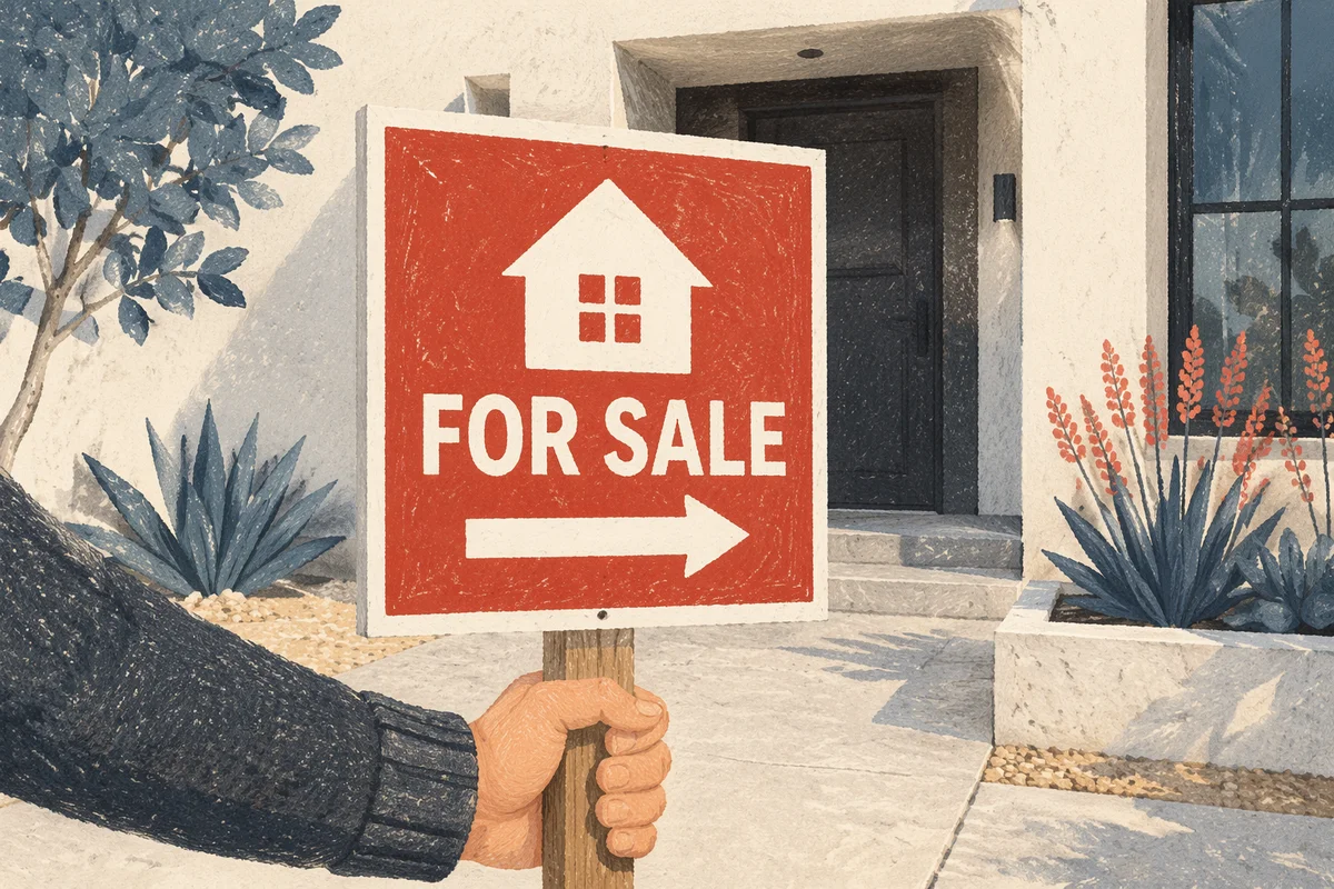 Red House For Sale Sign Closeup