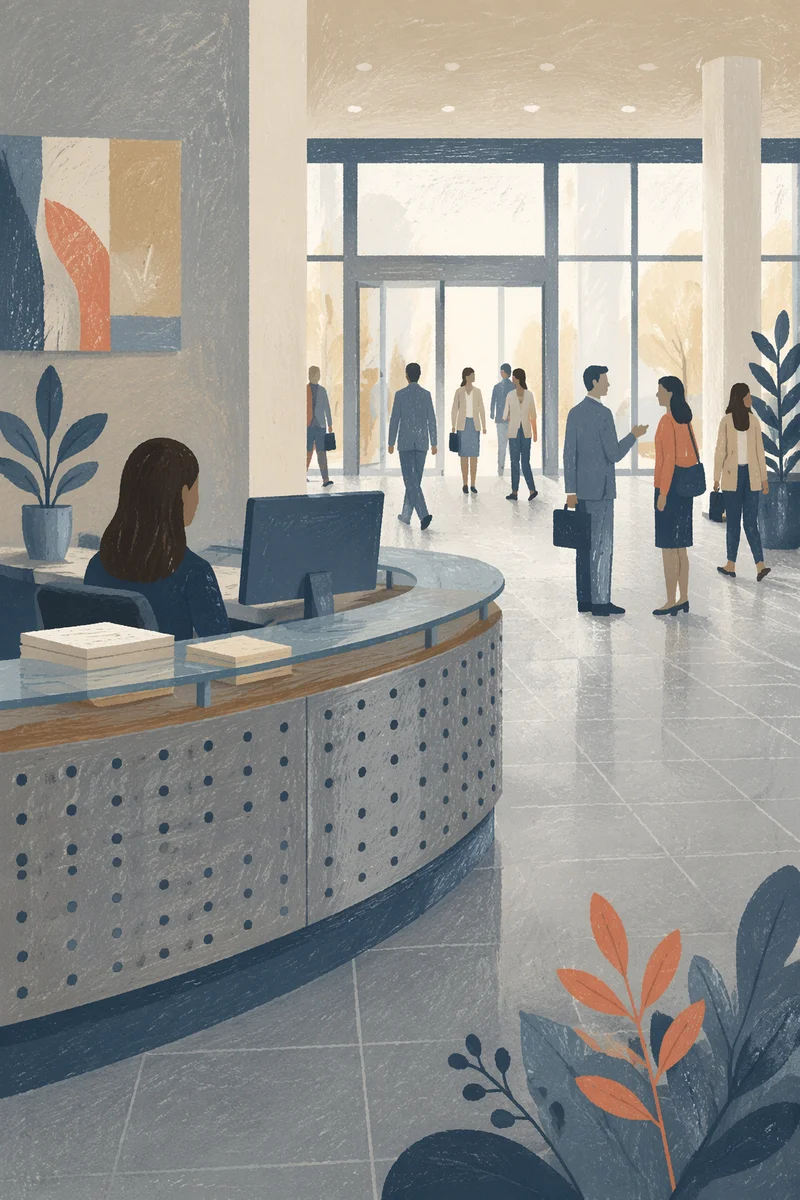 Modern Office Lobby Reception Entrance Scene