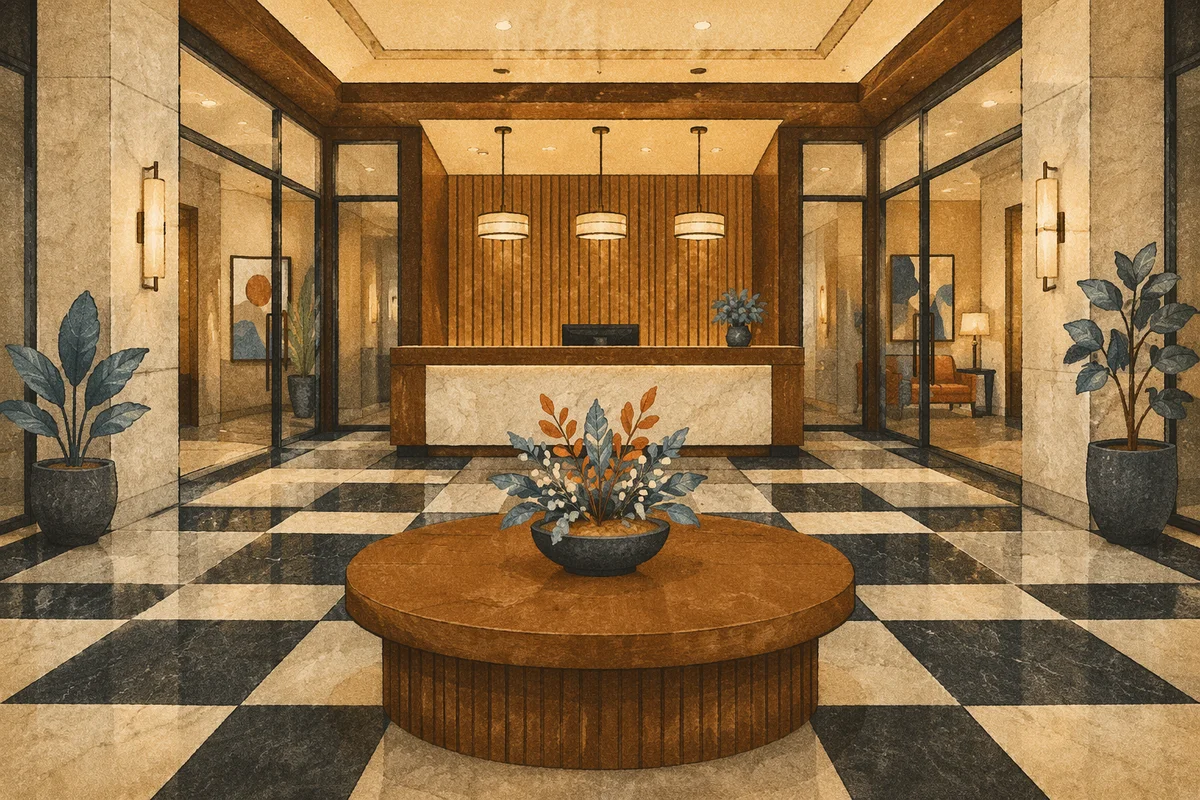 Modern Office Lobby Reception Desk