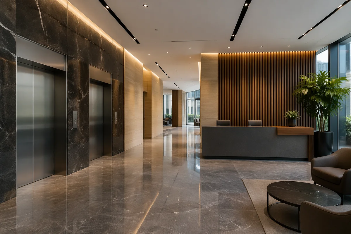 Modern Corporate Lobby With Reception Desk