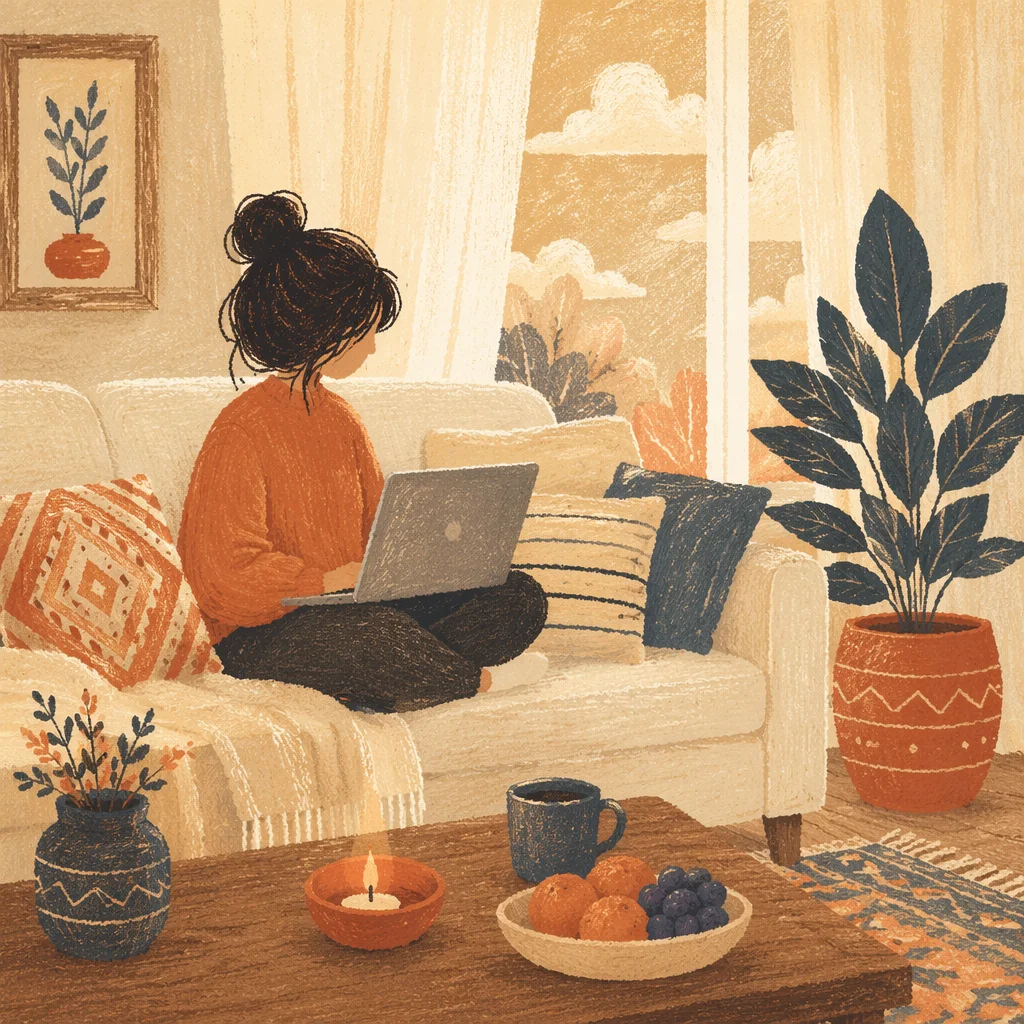 Cozy Remote Work Home Office Scene