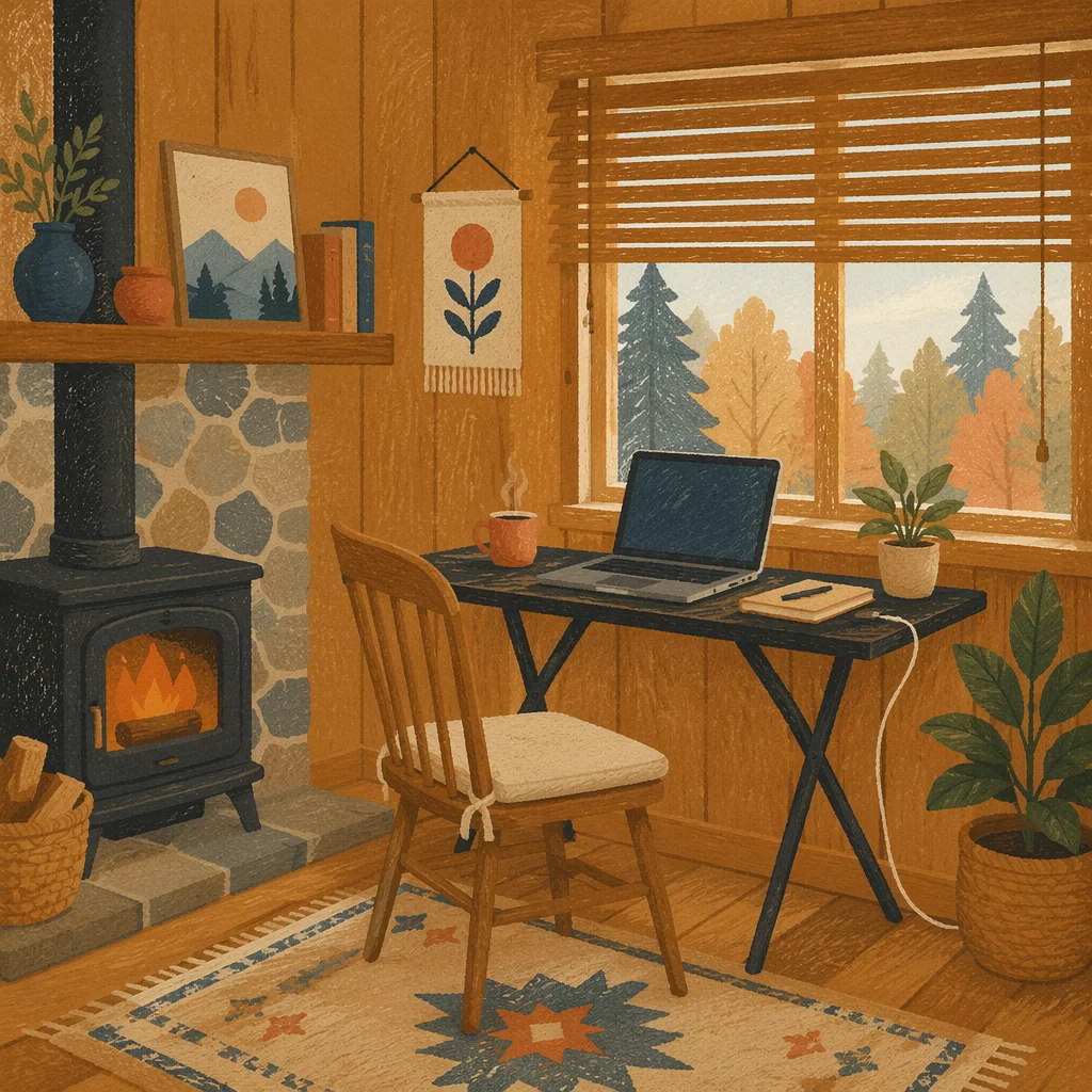 Cozy Remote Work Laptop Home Office