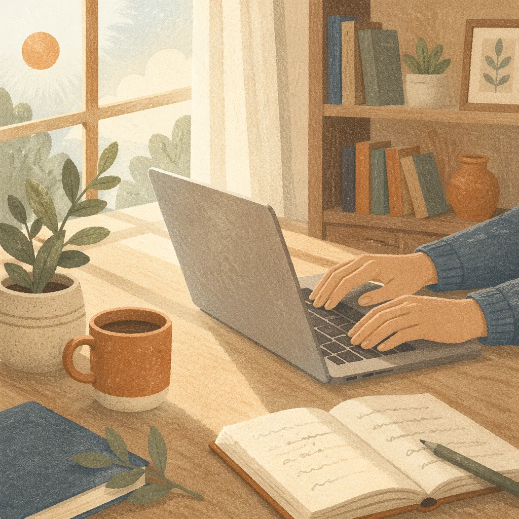 Peaceful Remote Work Home Office Setup