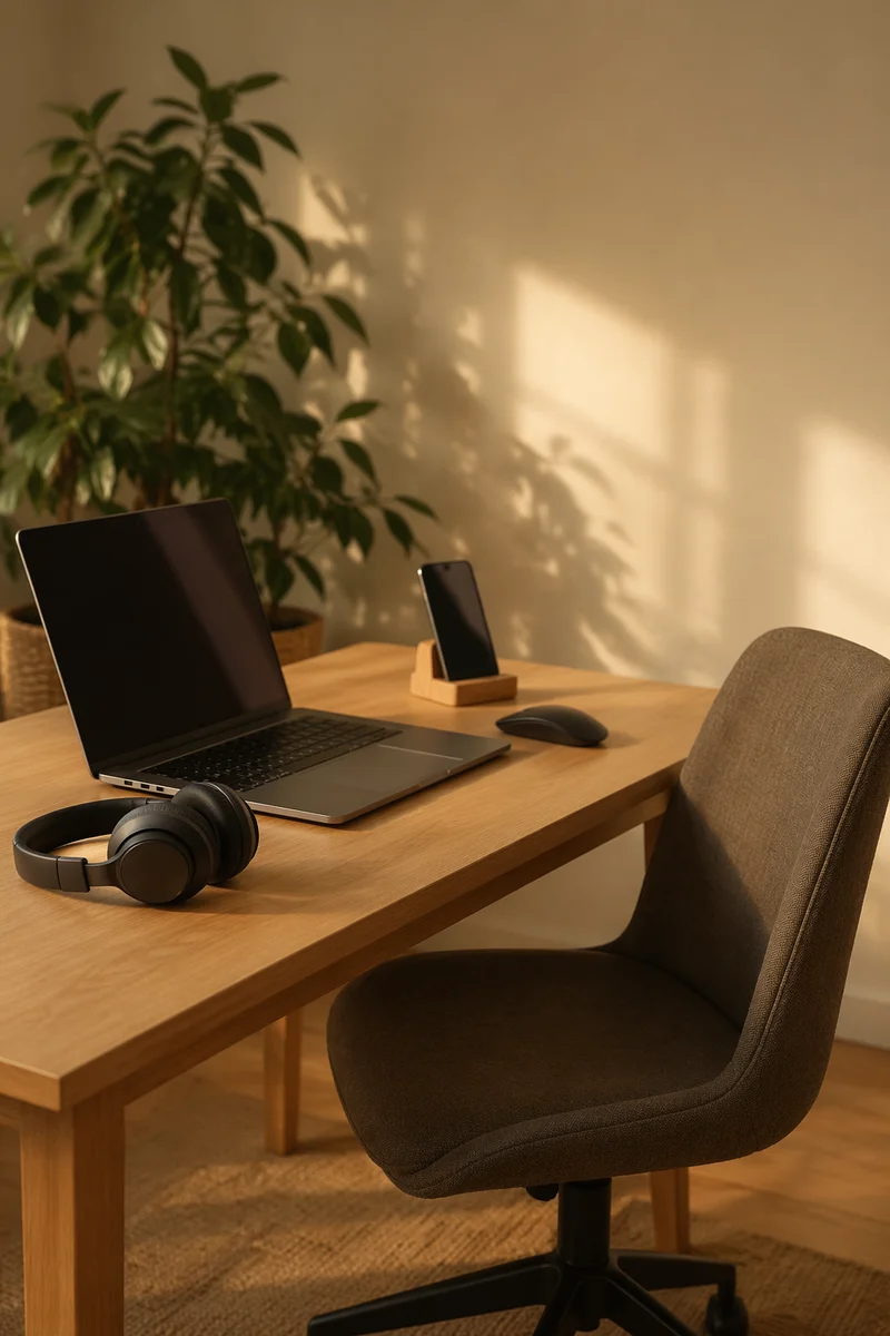 Calm Remote Work Home Office Desk