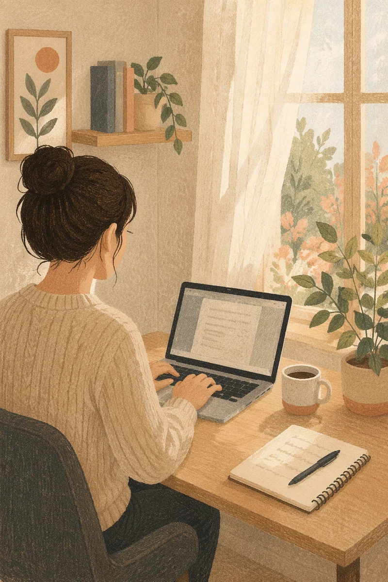 Calm Remote Work Home Office Scene