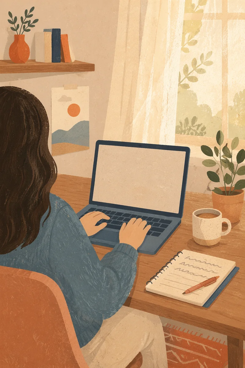 Peaceful Remote Work Home Office Desk