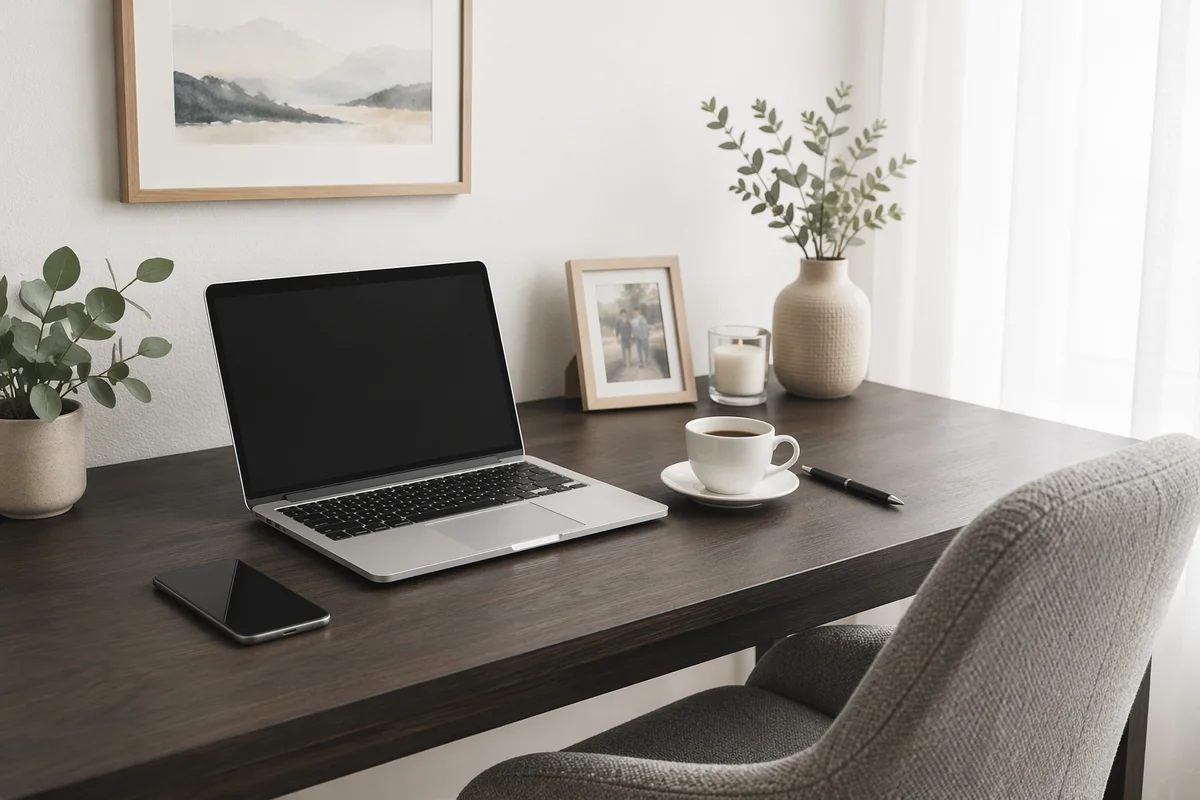 Minimal Remote Work Home Office Desk