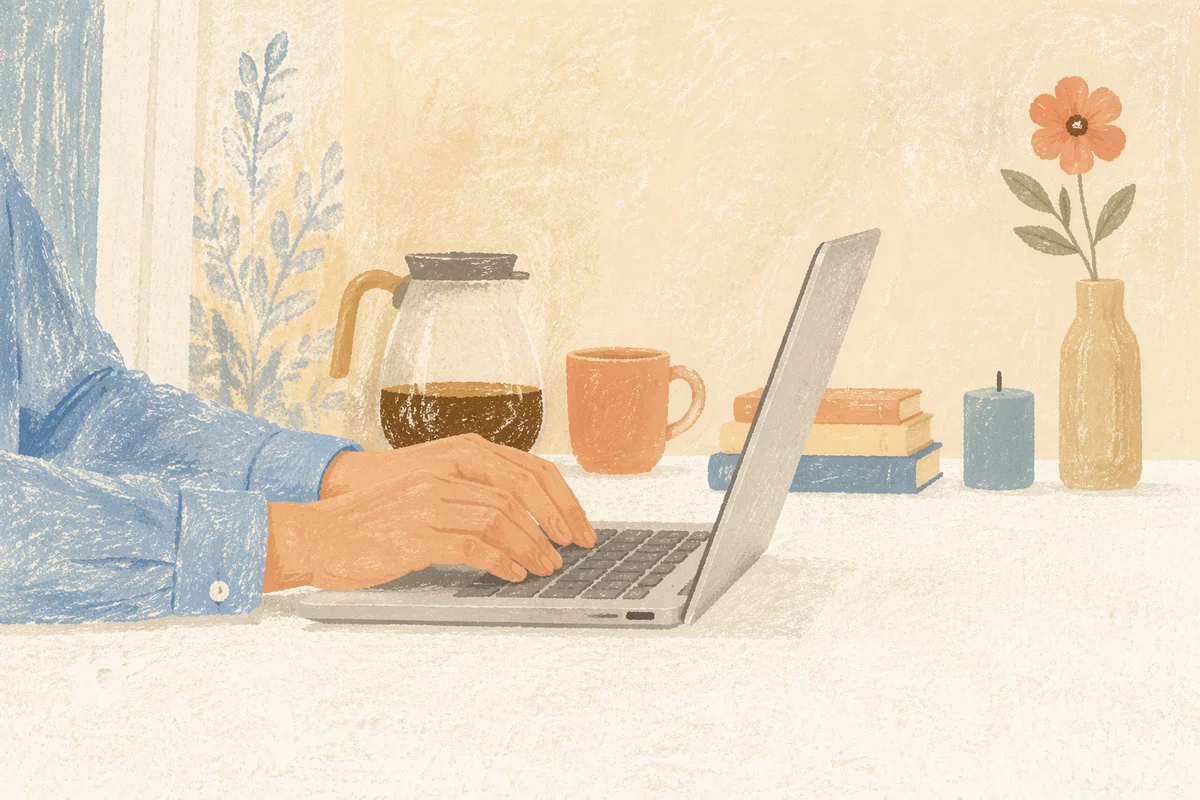 Calm Remote Work Home Office Laptop Desk