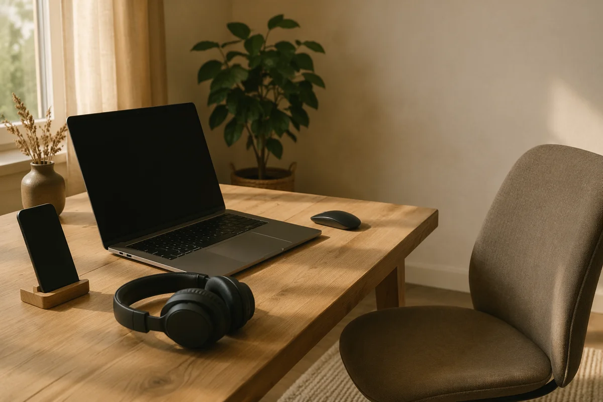 Calm Remote Work Home Office Desk