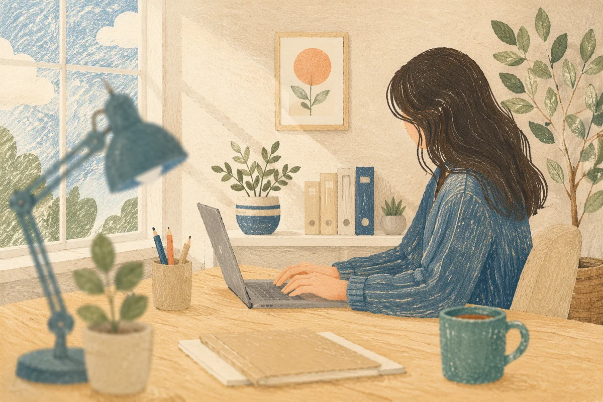 Calm Remote Work in Bright Home Office