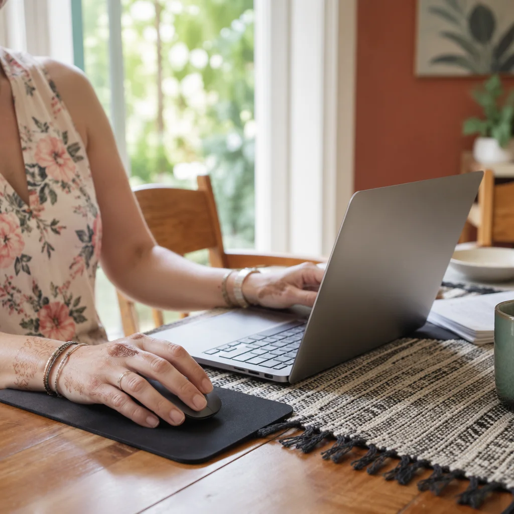 Remote Work Laptop at Bright Home Office