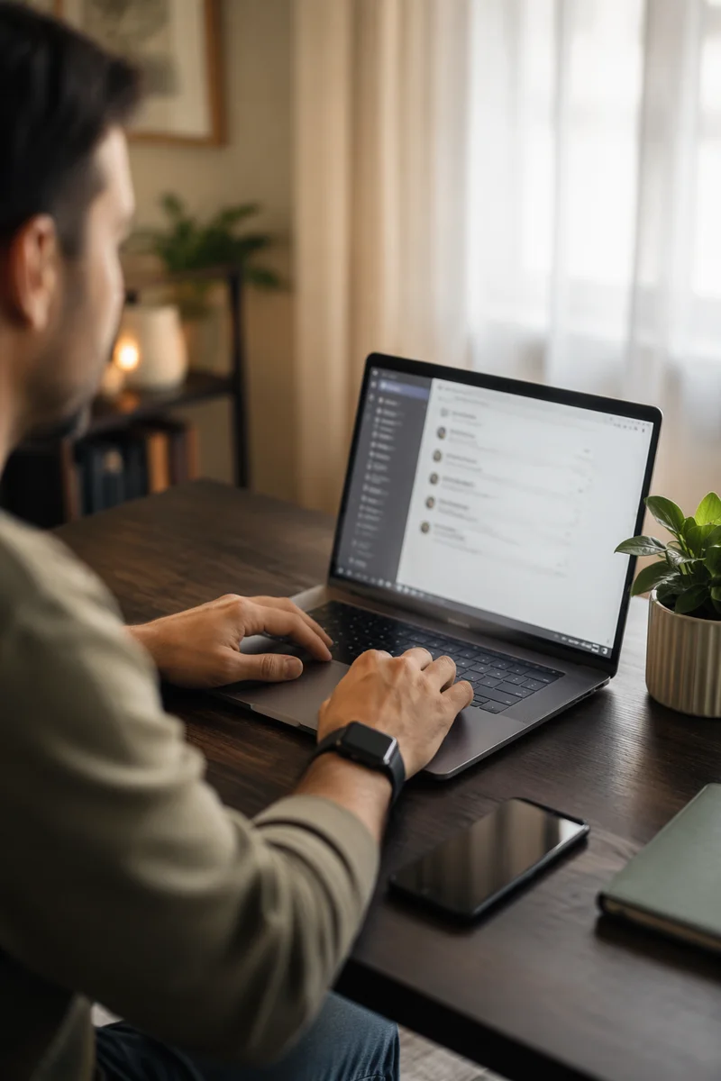 Remote Worker at Calm Home Office Desk