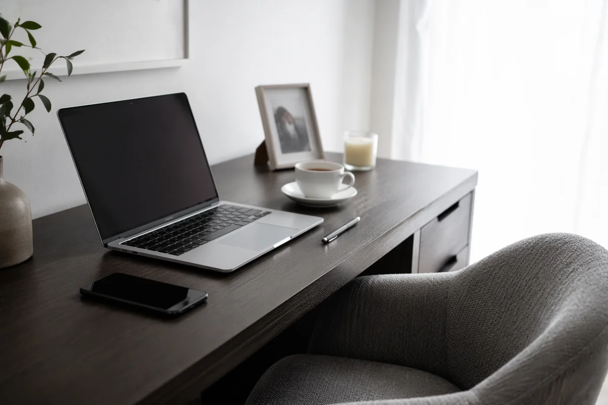 Minimalist Remote Work Home Office Desk