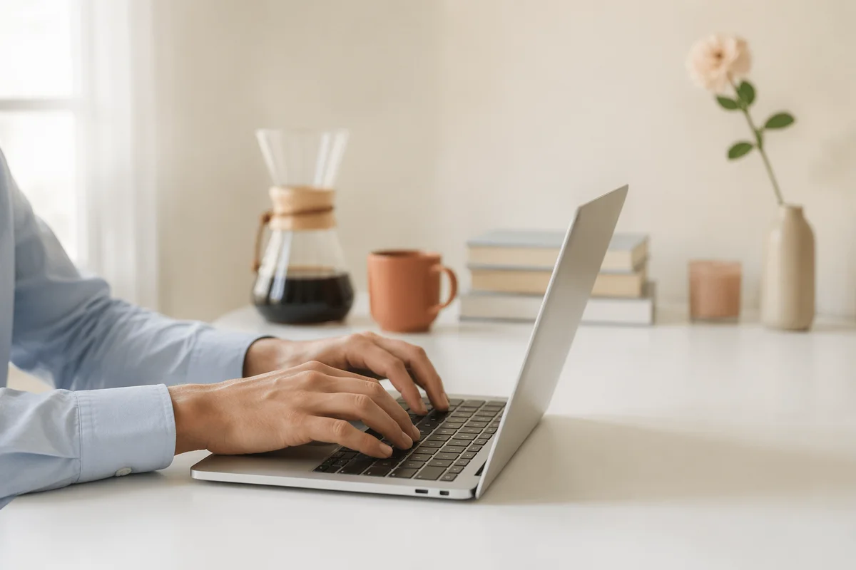 Minimal Remote Work Home Office Laptop