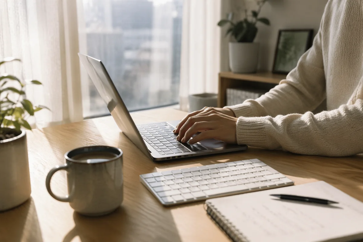 Calm Remote Work Home Office Desk