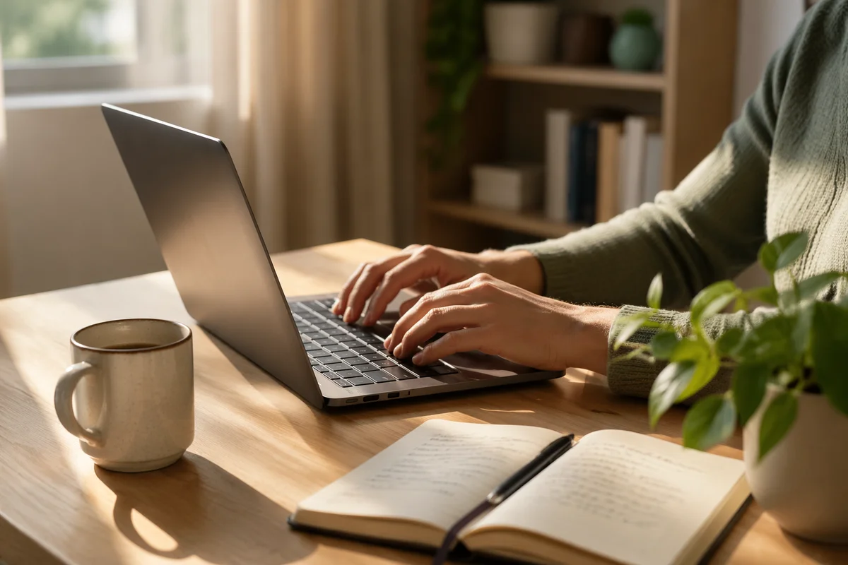 Peaceful Remote Work Home Office Desk