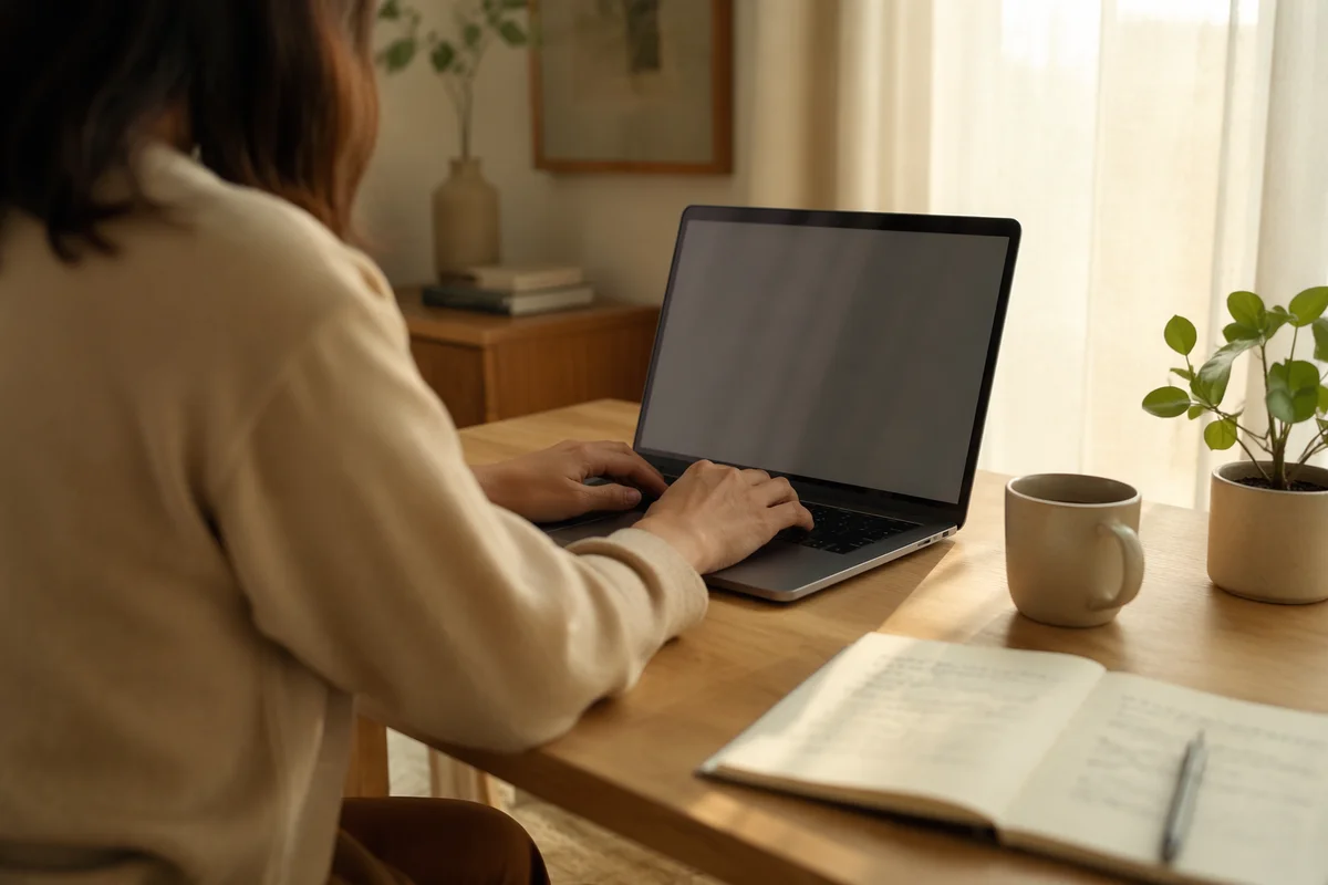 Calm Remote Work Home Office Desk