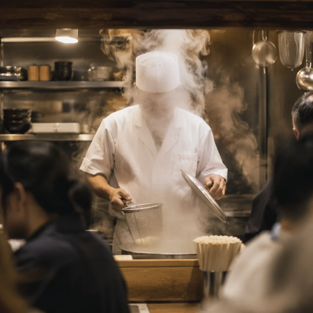 Busy Restaurant Chef in Steamy Kitchen