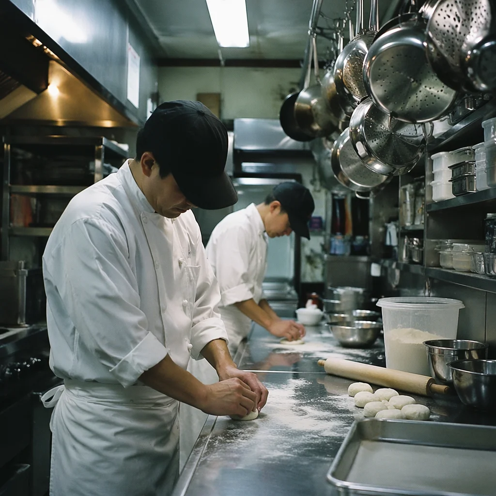 Restaurant Chefs Preparing Fresh Dough