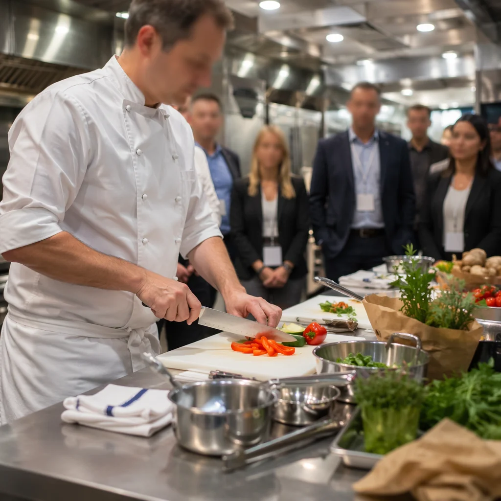 Professional Chef Cooking Demo in Restaurant Kitchen