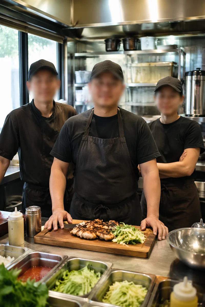 Restaurant Chef Team in Busy Kitchen