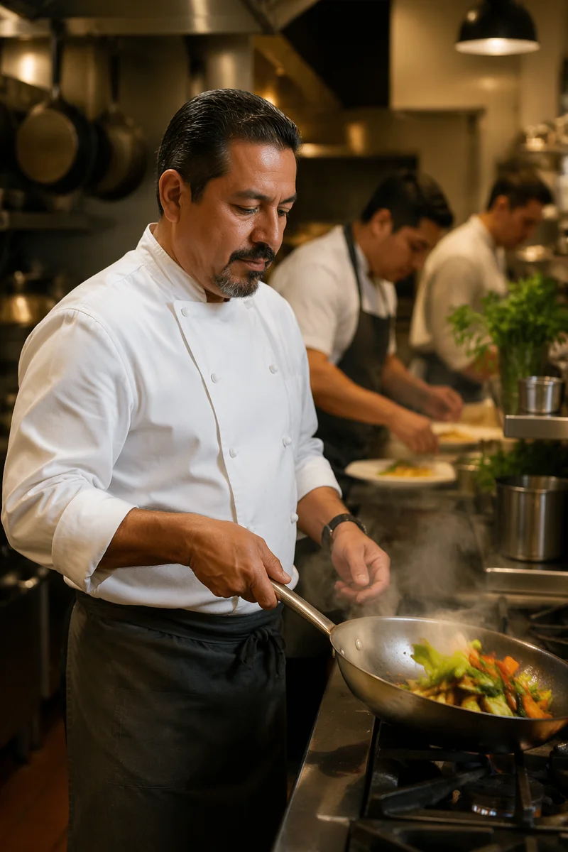 Chef Cooking at Restaurant Kitchen Range
