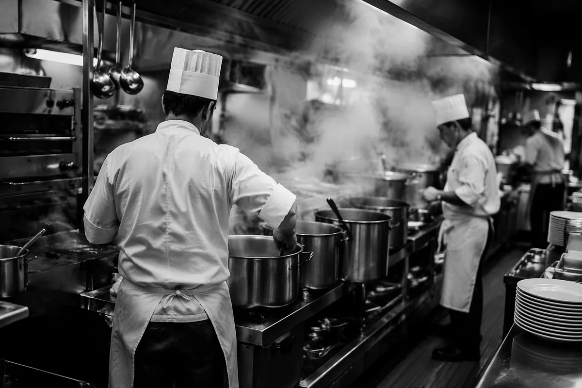 Busy Restaurant Kitchen Chefs During Service
