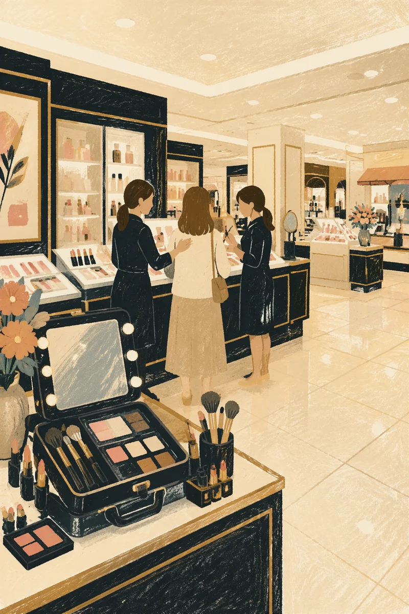Friendly Beauty Retail Service Counter Scene
