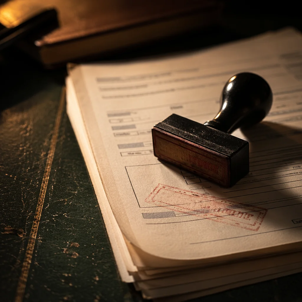 Rubber Stamp Approval on Business Documents