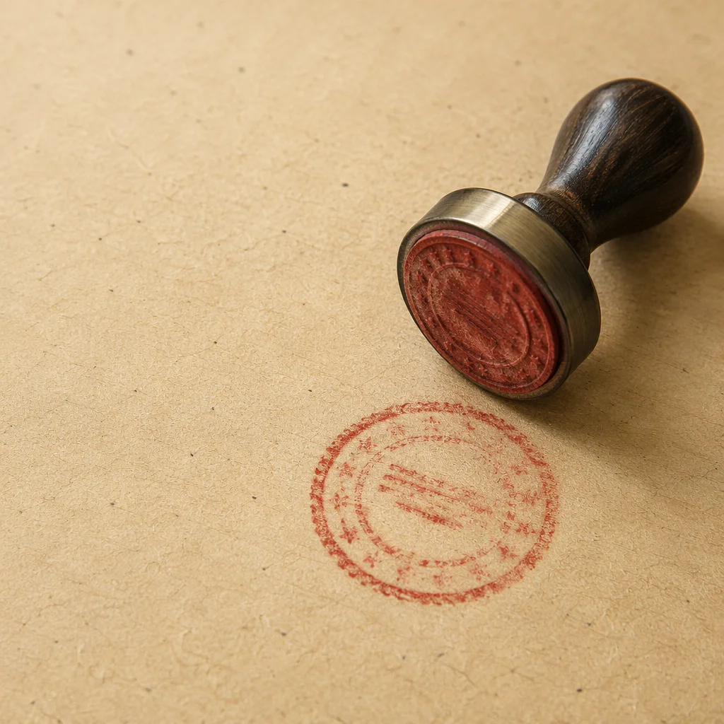 Rubber Stamp Approval on Business Document