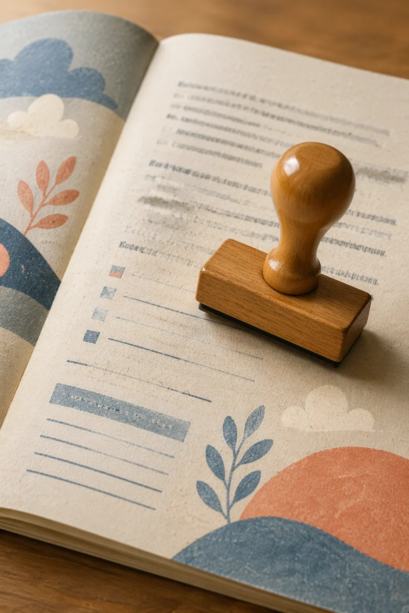 Wooden Stamp on Approval Documents