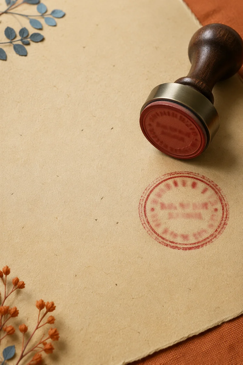 Rubber Stamp Approval on Beige Document