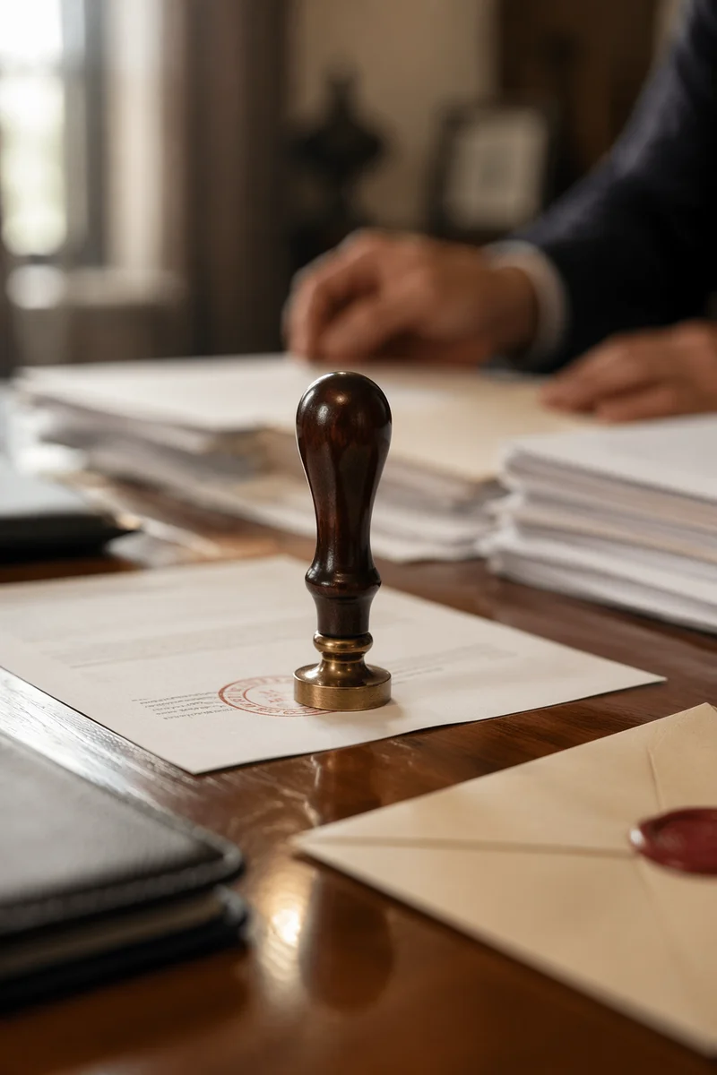Rubber Stamp Approval on Office Documents