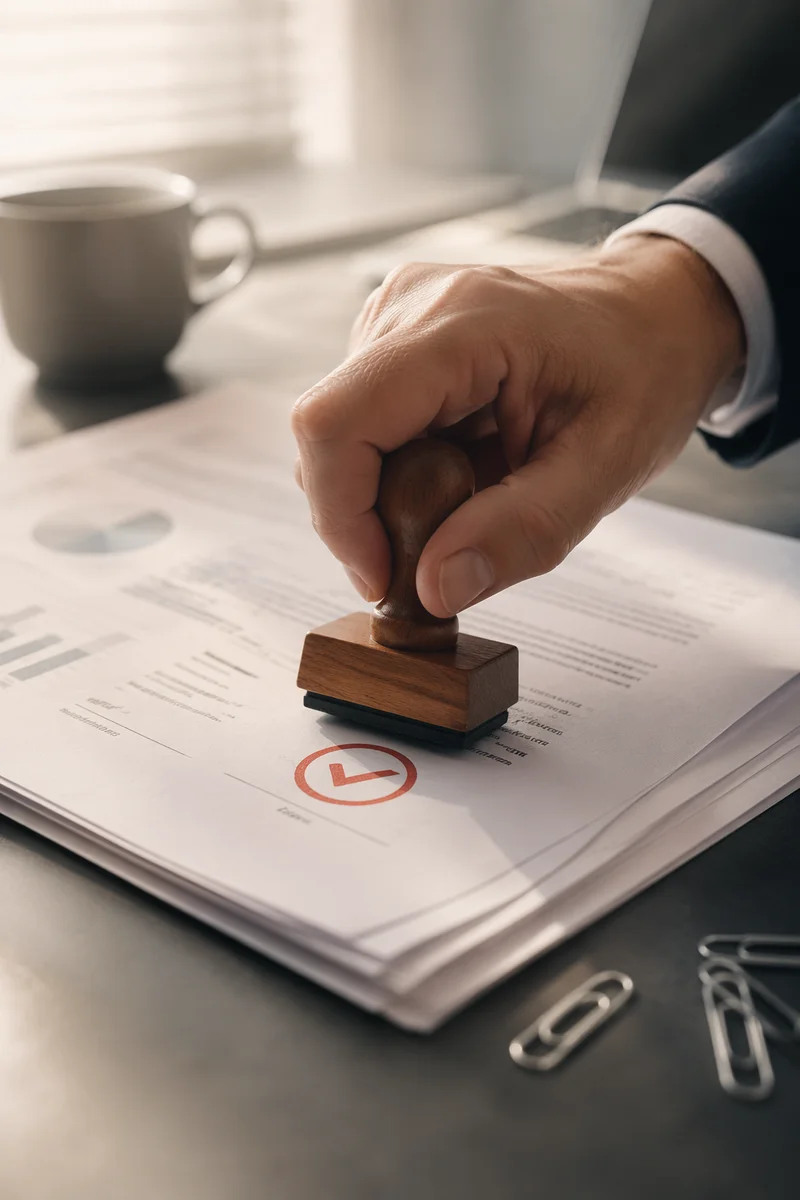Rubber Stamp Approving Business Documents