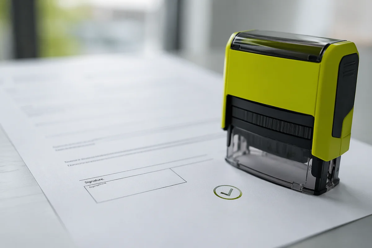 Rubber Stamp on Approval Document