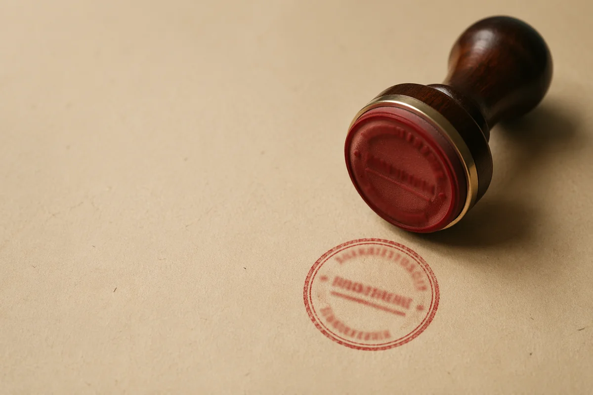 Rubber Stamp Approval on Business Document
