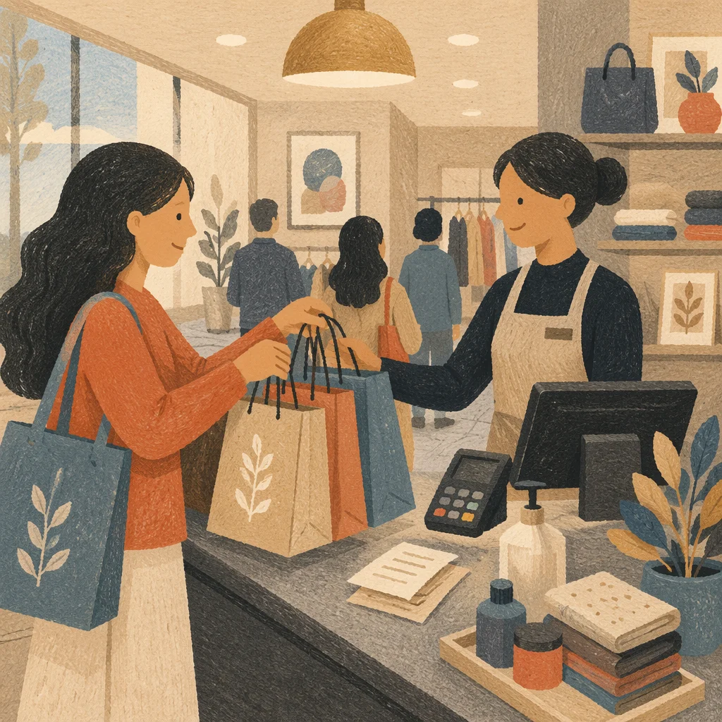 Shopping Bags at Modern Retail Checkout
