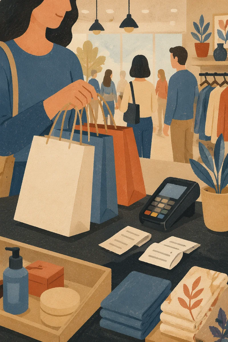 Shopping Bags at Modern Retail Checkout