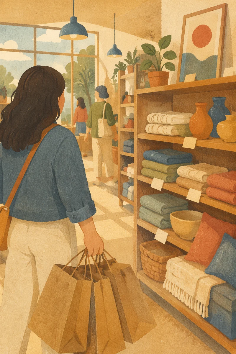 Warm Retail Shopping Bags in Boutique Store