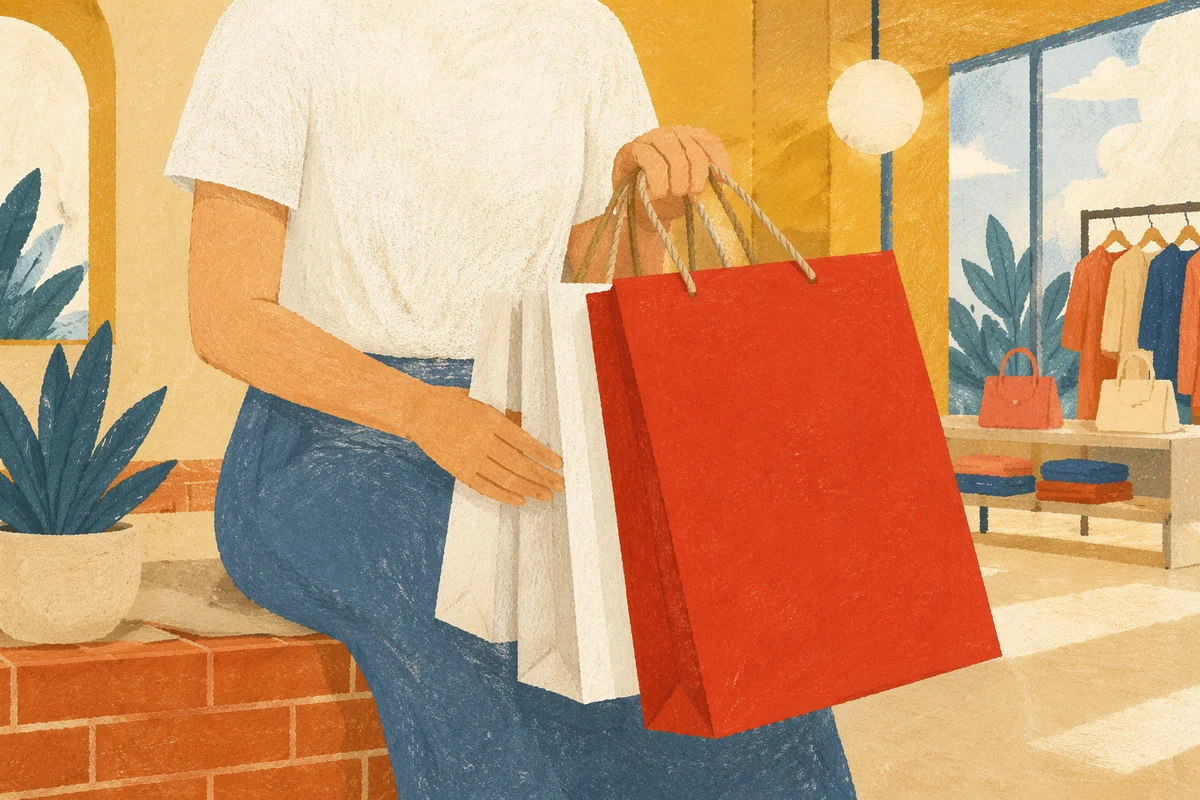 Bright Boutique Shopper With Red Bags