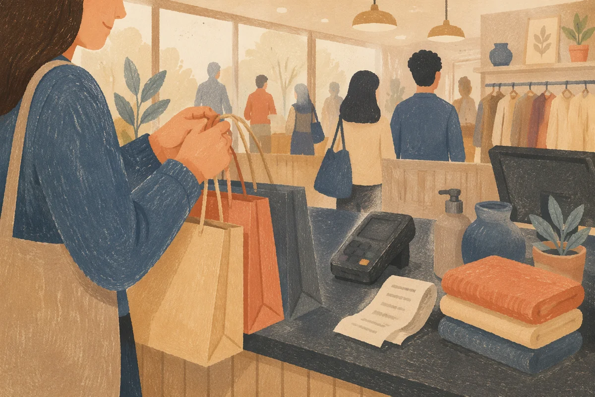 Shopping Bags at Modern Retail Checkout