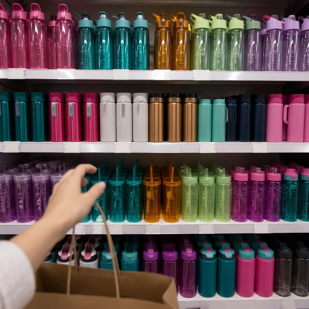 Colorful Retail Aisle With Shopping Bag