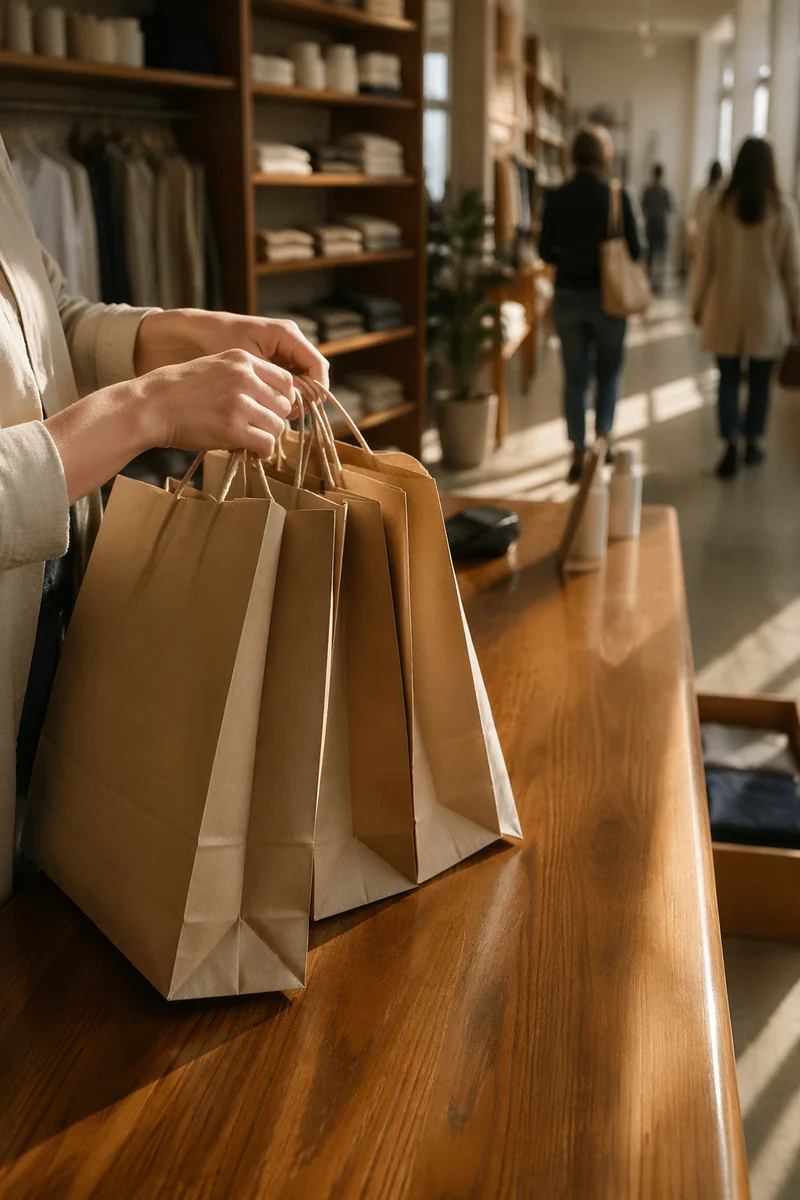 Kraft Shopping Bags at Retail Checkout