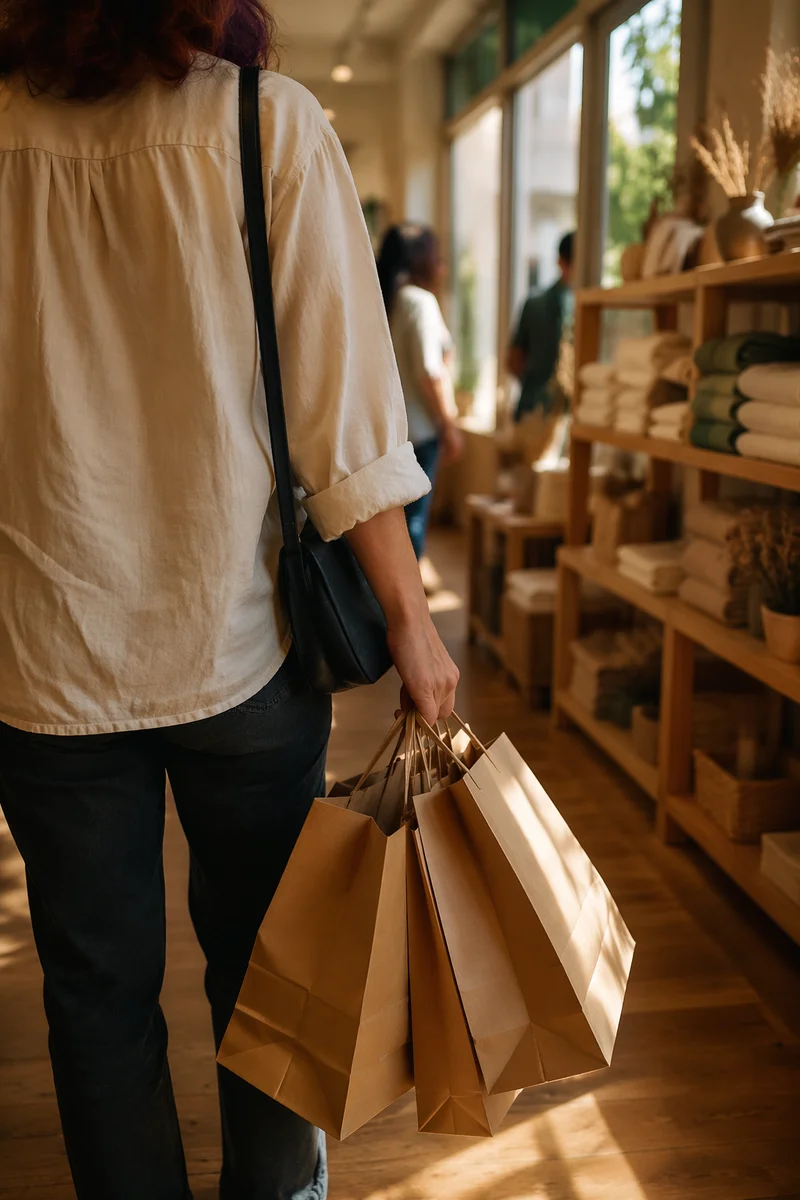 Kraft Shopping Bags in Independent Retail Store