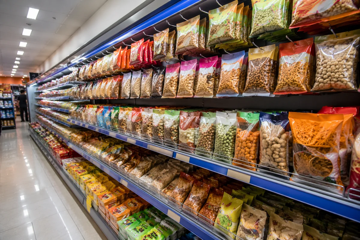 Colorful Retail Snack Aisle Display