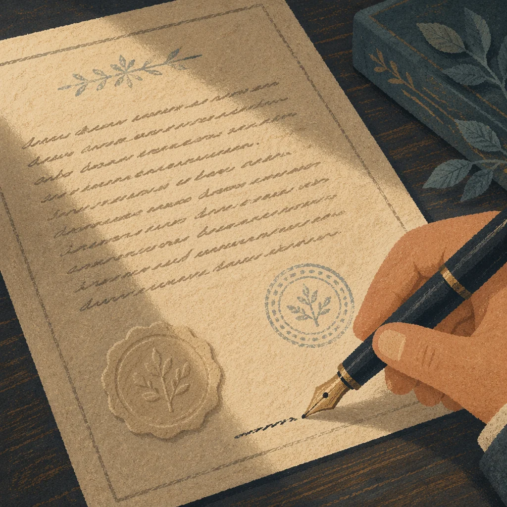 Business Contract Signing With Fountain Pen