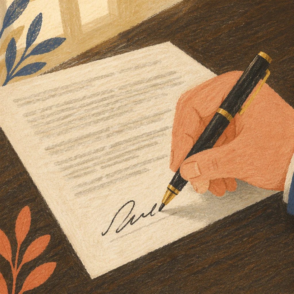 Hand Signing Business Contract with Pen