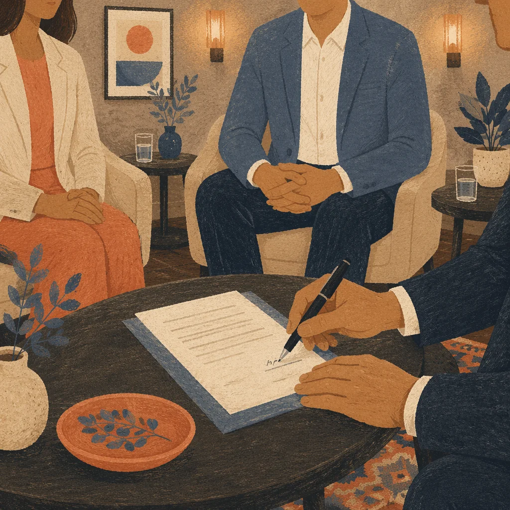 Contract Signing in Warm Private Office